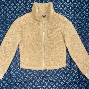Express tan Sherpa fleece jacket sweater, x-small
